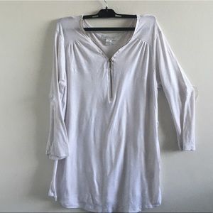 White zip-up t-shirt